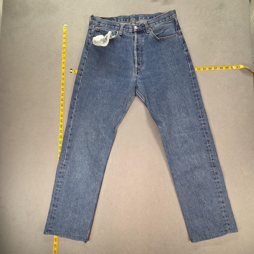 VTG Levis 501 Jeans Mens Med Wash Straight Button Fly USA Altered Hem Fits 31x29